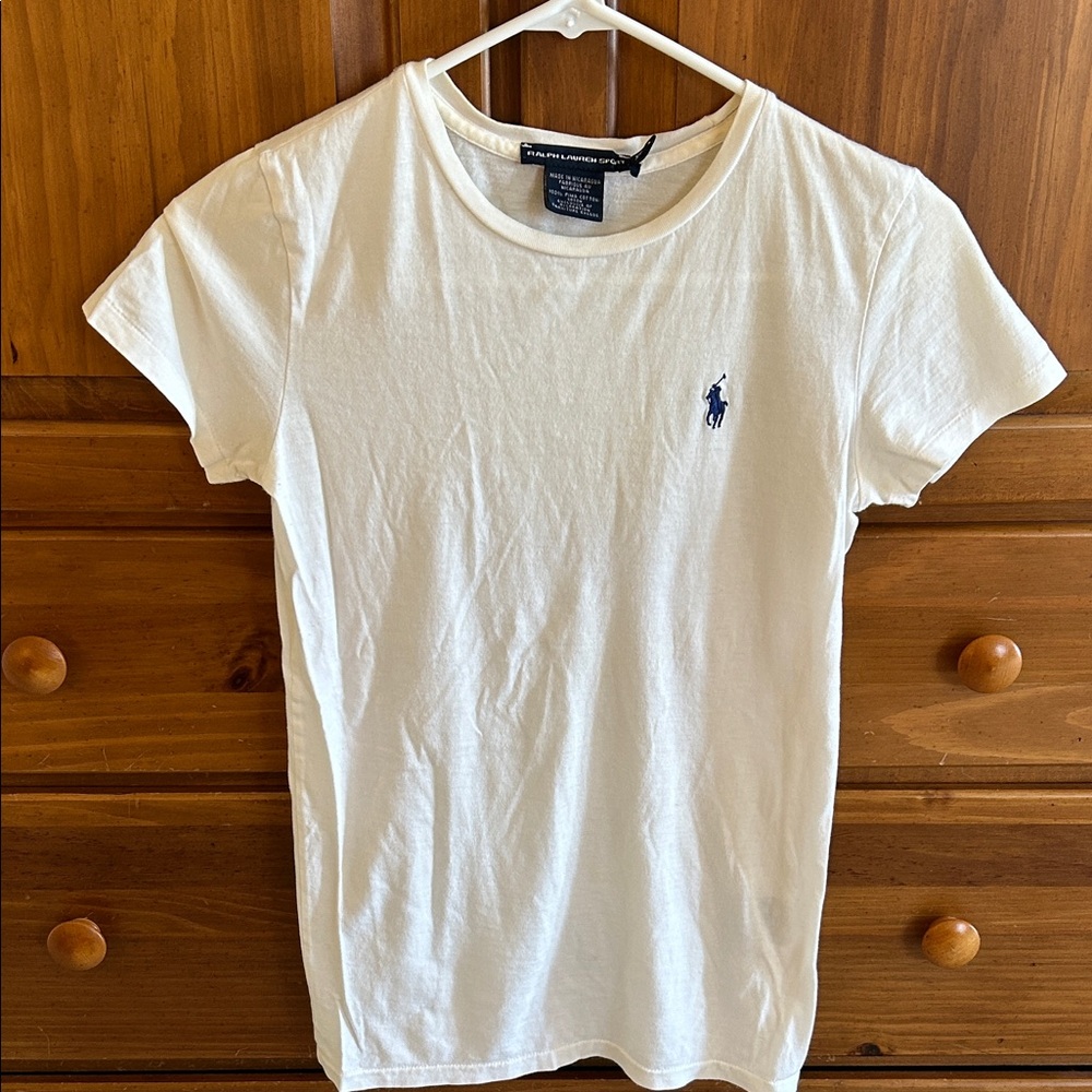 Ralph Lauren Cream Tee with Blue Logo
